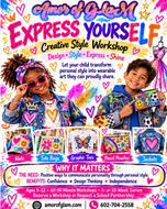 Express Yourself creative style workshop flyer with coed design options