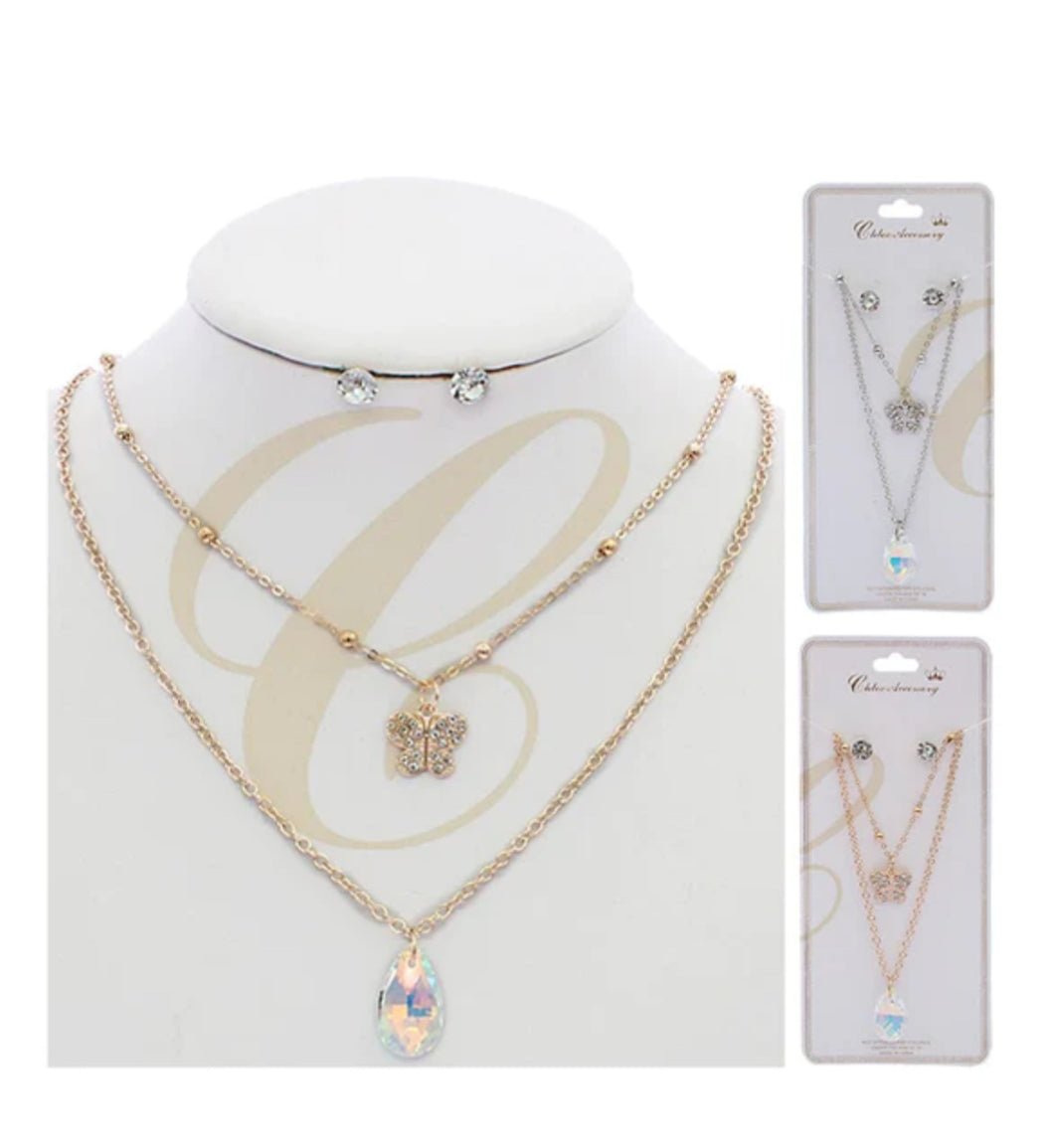 Butterfly Charm Layered Necklace