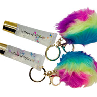 Birthday Lip Gloss & Pom Pom Keychain